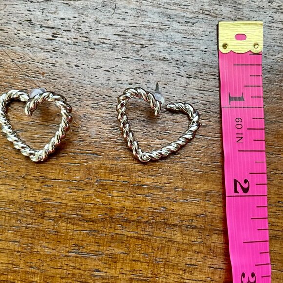 Bundle 3 pairs for $12. Paperdoll Boutique Silver Tone Heart Earrings - Picture 3 of 3